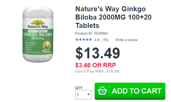 Ginkgo Biloba 2000mg Nature Way
