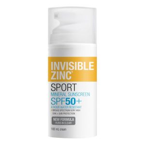 Kem chống nắng khoáng thể thao Invisible Zinc SPF 50+ chống nước 4 giờ 100ml