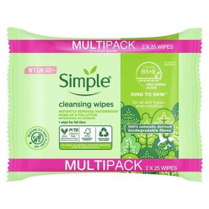 Khăn lau sinh học Simple Biodegradable Cleansing Wipes 2 x 25 miếng