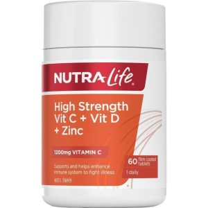 Nutra-Life Vitamin C 1200 + D + Kẽm cường độ cao 60 viên