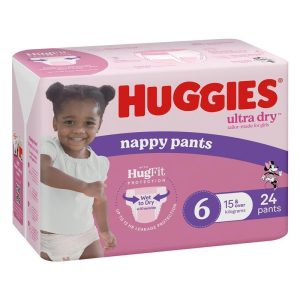 Tã quần Huggies Ultra Dry size 6 cho bé gái từ 15kg trở lên - gói 24 miếng
