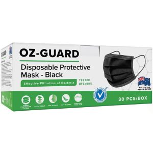 Khẩu trang đen dùng một lần Oz Guard gói 30 chiếc - Sản xuất tại Úc